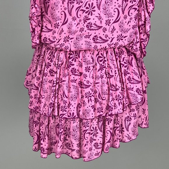 Coolchange Quinn Womens Ruffled Tunic Dress Swim Cover Purple Pink Floral size S - Picture 7 of 12